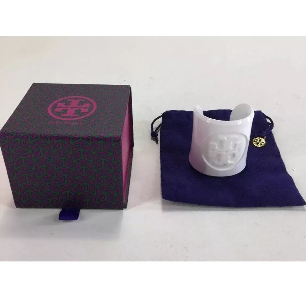 Tory Burch White Resin Lucite Cuff Bracelet